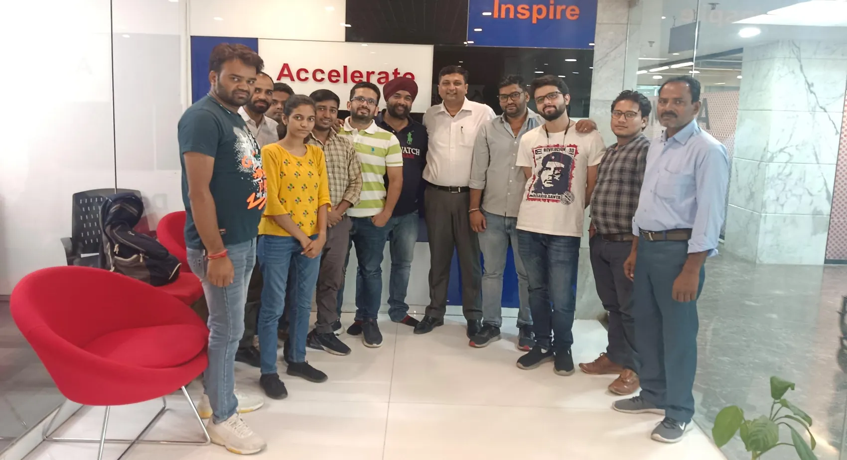 Group photograph of Mareena Builder staff, reproduced from the company profile